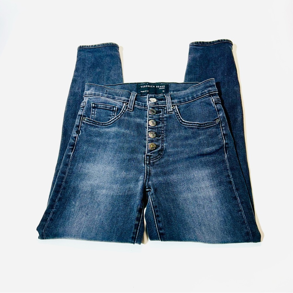 Veronica Beard jeans Debbie High Rise Skinny Ankle jeans buttonfly women Size 26